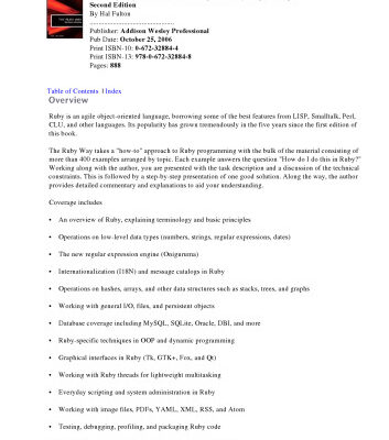 خرید و دانلود نسخه کامل کتاب The Ruby Way, Second Edition: Solutions and Techniques in Ruby Programming (2nd Edition)
