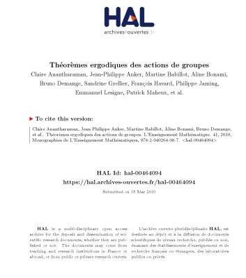 خرید و دانلود نسخه کامل کتاب Théorèmes ergodiques pour les actions de groupes