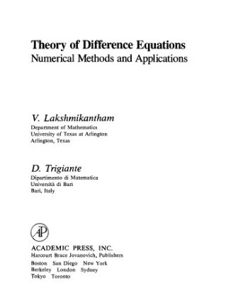 خرید و دانلود نسخه کامل کتاب Theory of difference equations: Numerical methods and applications (no TOC)