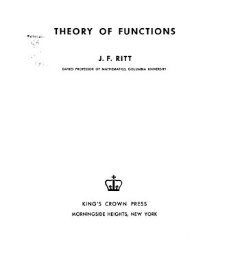 خرید و دانلود نسخه کامل کتاب Theory of Functions