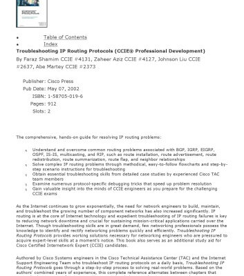 خرید و دانلود نسخه کامل کتاب Troubleshooting IP routing protocols