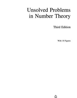خرید و دانلود نسخه کامل کتاب Unsolved Problems in Number Theory