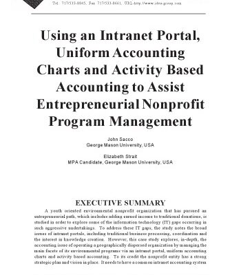 خرید و دانلود نسخه کامل کتاب Using an Intranet Portal, Uniform Accounting Charts and Activity Based Accounting to Assist Entrepreneurial Nonprofit Program Management