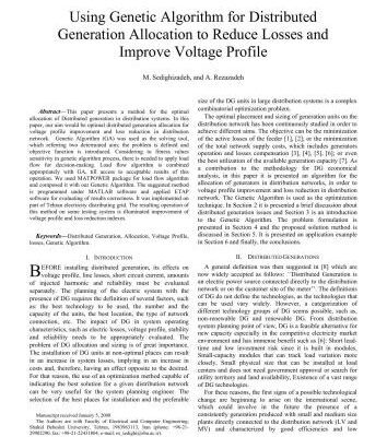 خرید و دانلود نسخه کامل کتاب Using Genetic Algorithm for Distributed Generation Allocation to Reduce Losses and Improve Voltage Profile