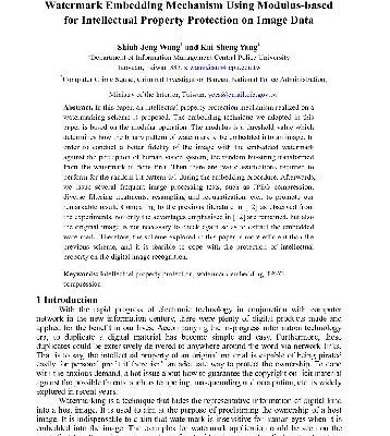 خرید و دانلود نسخه کامل کتاب Watermark Embedding Mechanism Using Modulus-based for Intellectual Property Protection on Image Data
