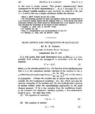 خرید و دانلود نسخه کامل کتاب Wave Motion and the Equation of Continuity