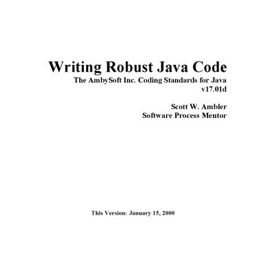خرید و دانلود نسخه کامل کتاب Writing Robust Java Code : The AmbySoft Inc. Coding Standards for Java v17.01d