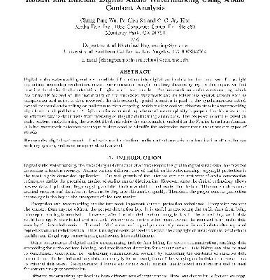 خرید و دانلود نسخه کامل کتاب Wu Su Kuo – Robust and efficient digital audio watermarking using audio content analysis