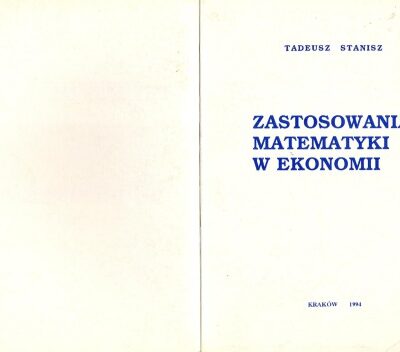 خرید و دانلود نسخه کامل کتاب Zastosowania matematyki w ekonomii