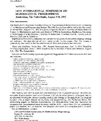 خرید و دانلود نسخه کامل کتاب 14th International Symposium on Mathematical Programming