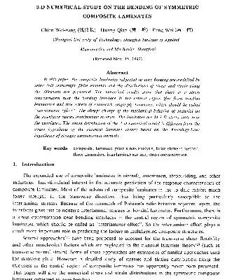 خرید و دانلود نسخه کامل کتاب 3-D numerical study on the bending of symmetric composite laminates