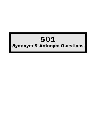 خرید و دانلود نسخه کامل کتاب 501 Synonym and Antonym Questions