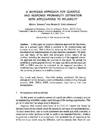 خرید و دانلود نسخه کامل کتاب A Bayesian approach for quantile and response probability estimation with applications to reliability