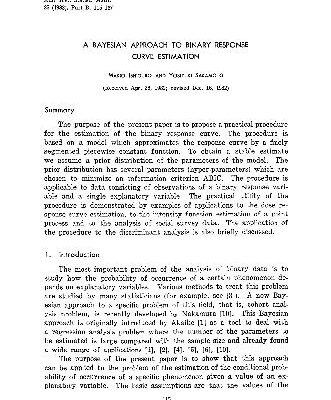خرید و دانلود نسخه کامل کتاب A Bayesian approach to binary response curve estimation