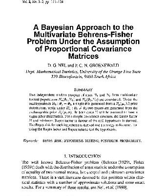 خرید و دانلود نسخه کامل کتاب A Bayesian Approach to the Multivariate Behrens-Fisher Problem Under the Assumption of Proportional Covariance Matrices