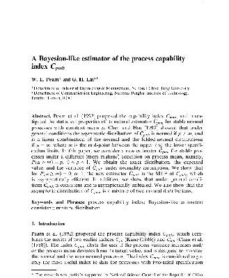 خرید و دانلود نسخه کامل کتاب A Bayesian-like estimator of the process capability index Cpmk