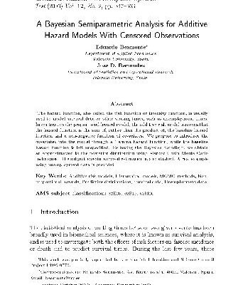 خرید و دانلود نسخه کامل کتاب A bayesian semiparametric analysis for additive Hazard models with censored observations