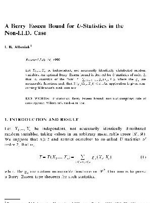 خرید و دانلود نسخه کامل کتاب A Berry-Esseen Bound for U-Statistics in the Non-I.I.D. Case