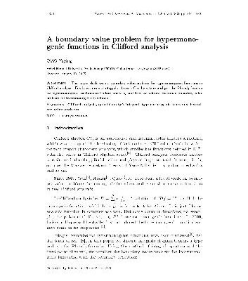خرید و دانلود نسخه کامل کتاب A Boundary Value Problem for Hypermon Genic Functions in Clifford Analysis