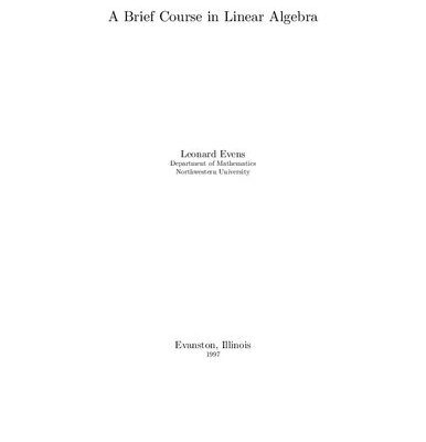 خرید و دانلود نسخه کامل کتاب A Brief Course in Linear Algebra