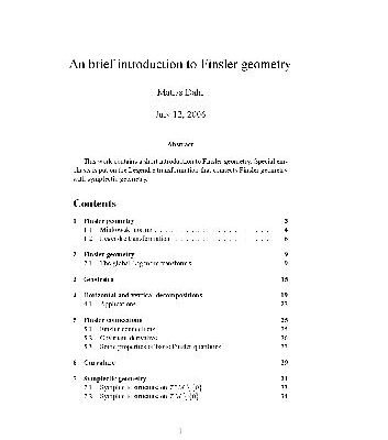 خرید و دانلود نسخه کامل کتاب A brief introduction to Finsler geometry