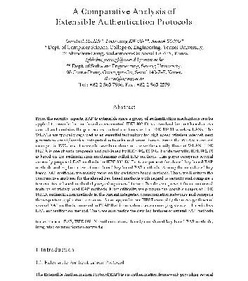 خرید و دانلود نسخه کامل کتاب A Comparative Analysis of Extensible Authentication Protocols