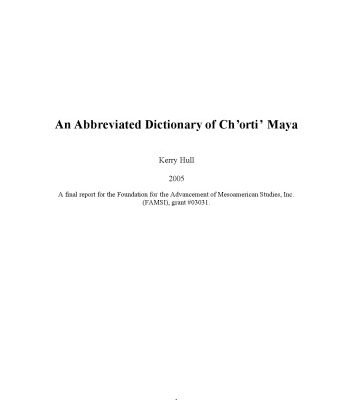 خرید و دانلود نسخه کامل کتاب A Dictionary of Ch’orti’ Maya, Guatemala