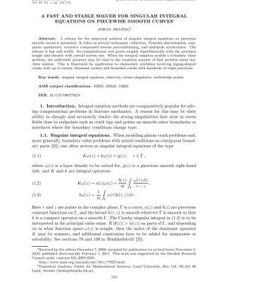 خرید و دانلود نسخه کامل کتاب A fast and stable solver for singular integral equations on piecewise smooth curves