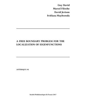خرید و دانلود نسخه کامل کتاب A free boundary problem for the localization of eigenfunctions