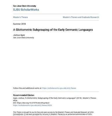 خرید و دانلود نسخه کامل کتاب A Glottometric Subgrouping of the Early Germanic Languages (MA thesis)