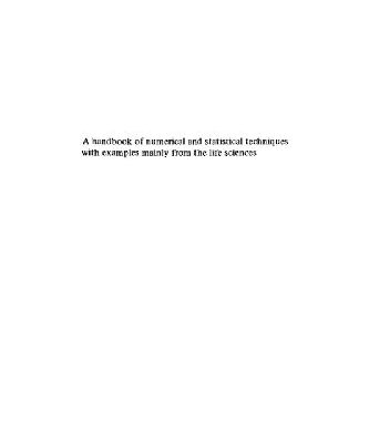 خرید و دانلود نسخه کامل کتاب A Handbook of Numerical and Statistical Techniques: With Examples Mainly from the Life Sciences