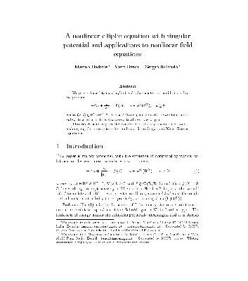 خرید و دانلود نسخه کامل کتاب A nonlinear elliptic equation with singular potential and applications to nonlinear field equations