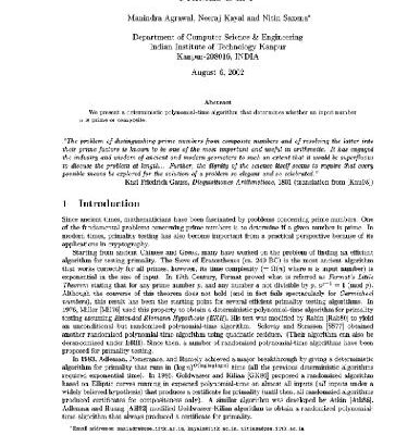 خرید و دانلود نسخه کامل کتاب A polynomial-time primality test