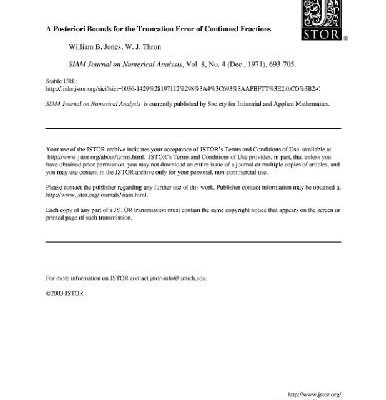 خرید و دانلود نسخه کامل کتاب A posteriori bounds for truncation error of continued fractions (SIAM JNA 1971)