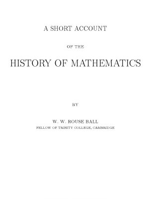 خرید و دانلود نسخه کامل کتاب A Short Account of the History of Mathematics