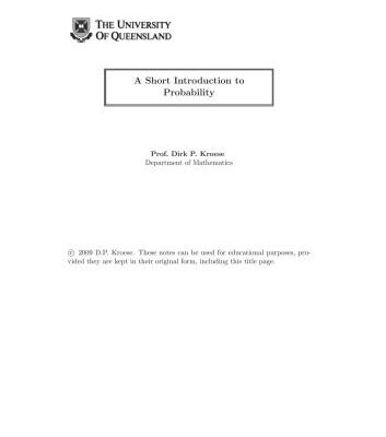 خرید و دانلود نسخه کامل کتاب A Short Introduction to Probability