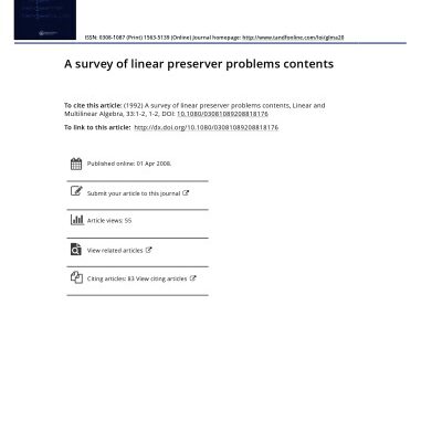خرید و دانلود نسخه کامل کتاب A Survey of Linear Preserver Problems