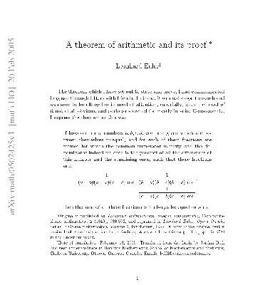 خرید و دانلود نسخه کامل کتاب A theorem of arithmetic and its proof
