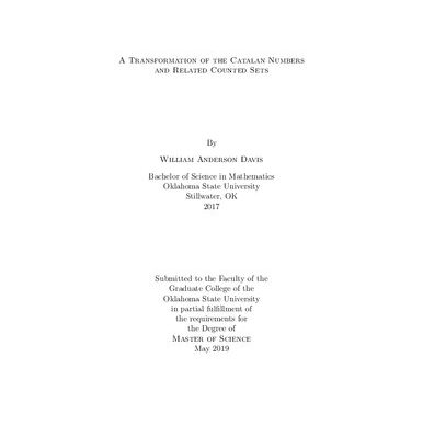 خرید و دانلود نسخه کامل کتاب A Transformation of the Catalan Numbers and Related Counted Sets