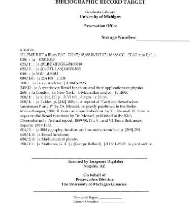 خرید و دانلود نسخه کامل کتاب A treatise on Bessel functions and their applications to physics