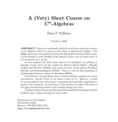 خرید و دانلود نسخه کامل کتاب A (Very) Short Course on C∗-Algebras