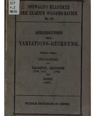 خرید و دانلود نسخه کامل کتاب Abhandlungen über Variationsrechnung (1762, 1779), (1786), (1837)