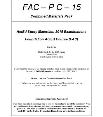 خرید و دانلود نسخه کامل کتاب ActEd Study Materials: 2015 Examinations: Foundation ActEd Course (FAC)