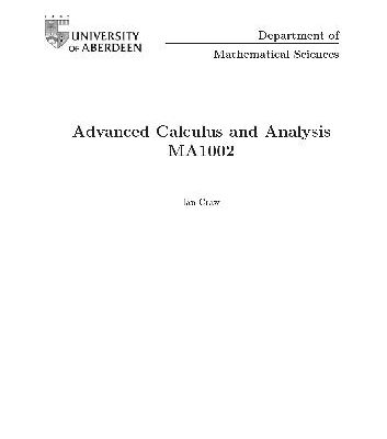 خرید و دانلود نسخه کامل کتاب Advanced Calculus And Analysis