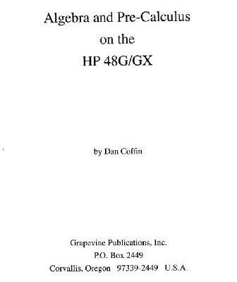 خرید و دانلود نسخه کامل کتاب Algebra and pre-calculus on the HP-48G