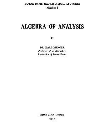 خرید و دانلود نسخه کامل کتاب Algebra of Analysis
