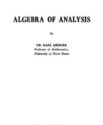 خرید و دانلود نسخه کامل کتاب Algebra of analysis