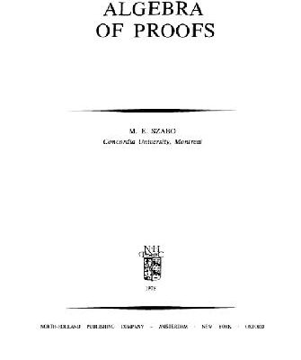 خرید و دانلود نسخه کامل کتاب Algebra of proofs