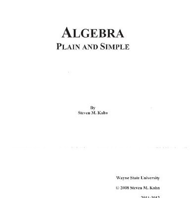 خرید و دانلود نسخه کامل کتاب Algebra: Plain And Simple