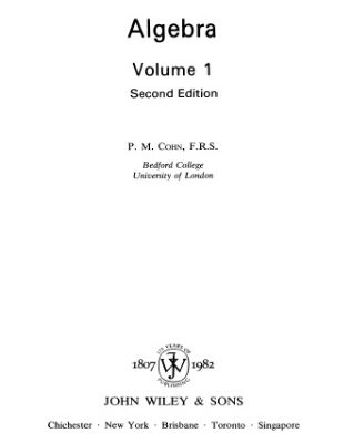 خرید و دانلود نسخه کامل کتاب Algebra Volume 1, 2nd.edition